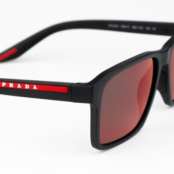 NEW Prada Linea Rossa PS05YS 1BO10A Matte Black Mirror Red Unisex Sunglasses - Picture 6 of 10